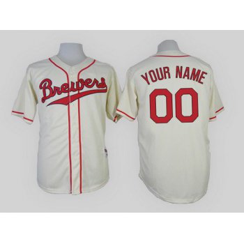 Milwaukee Brewers Customized 1948 Turn Back The Clock Cream Jersey