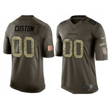 Men's Denver Broncos Custom Olive Camo Salute To Service Veterans Day NFL Nike Limited Jersey