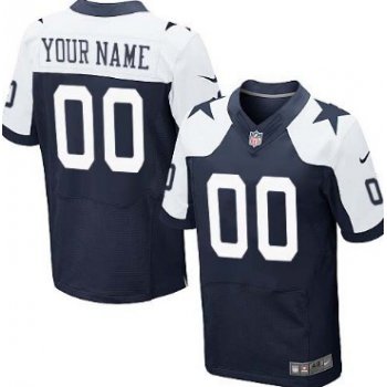 Men's Nike Dallas Cowboys Customized Blue Thanksgiving Elite Jersey