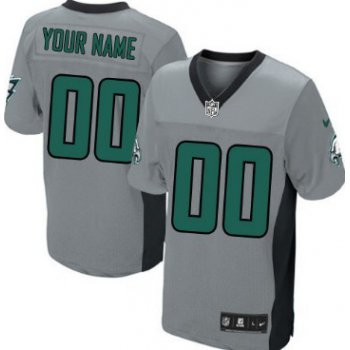 Men's Nike Philadelphia Eagles Customized Gray Shadow Elite Jersey