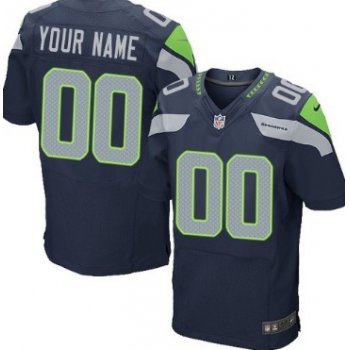 Men's Nike Seattle Seahawks Customized Blue Elite Jersey