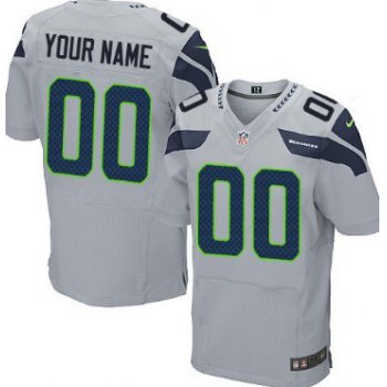 Men's Nike Seattle Seahawks Customized Gray Elite Jersey