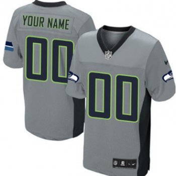 Men's Nike Seattle Seahawks Customized Gray Shadow Elite Jersey