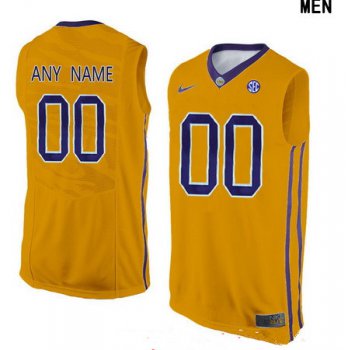 Men's LSU Tigers Custom College Basketball Nike Elite Jersey - Gold