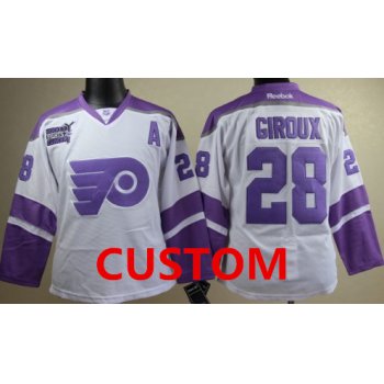 Philadelphia Flyers Custom White Womens Fights Cancer Jersey