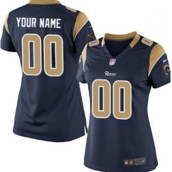 Women's Nike St. Louis Rams Customized Navy Blue Game Jersey