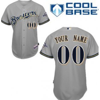 Kids' Milwaukee Brewers Customized Gray Jersey