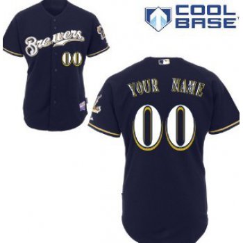 Kids' Milwaukee Brewers Customized Navy Blue Jersey