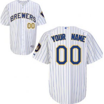 Kids' Milwaukee Brewers Customized White Pinstripe Jersey