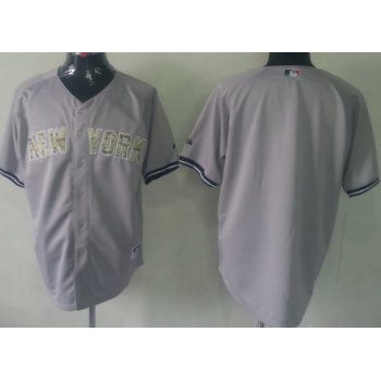 Kids' New York Yankees Customized Gray With Camo Jersey