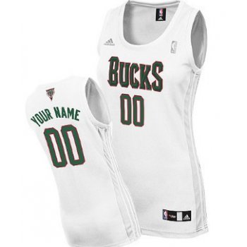 Womens Milwaukee Bucks Customized White Jersey