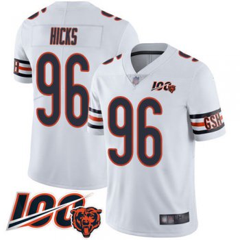 Nike Chicago Bears Youth #96 Akiem Hicks White Road 100th Season Vapor Untouchable Limited Jersey