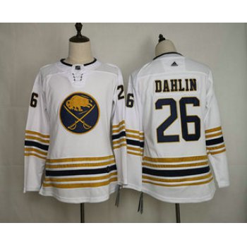 Youth Buffalo Sabres #26 Rasmus Dahlin White With Gold 50th Anniversary Adidas Stitched NHL Jersey