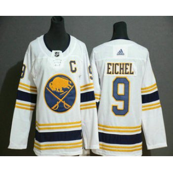 Youth Buffalo Sabres #9 Jack Eichel White With Gold C Patch and 50th Anniversary Adidas Stitched NHL Jersey