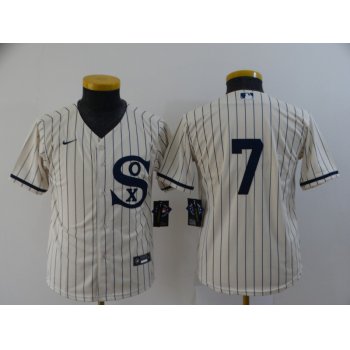 Youth Chicago White Sox #7 Tim Anderson 2021 Cream Field of Dreams Cool Base Stitched Nike Jersey