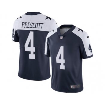 Youth Dallas Cowboys #4 Dak Prescott Navy Blue Thanksgiving Men's Stitched Football Vapor Throwback Limited Jersey