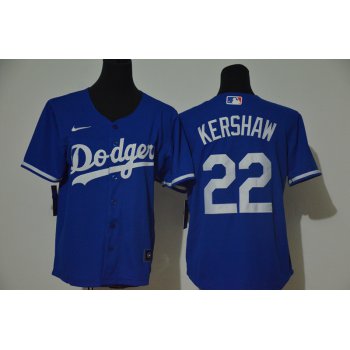 Youth Los Angeles Dodgers #22 Clayton Kershaw Blue Stitched MLB Cool Base Nike Jersey