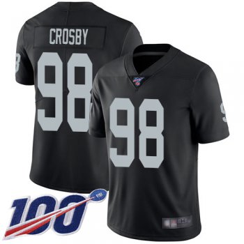 Youth Oakland Raiders #98 Maxx Crosby Black Home Limited 100th Season Vapor Untouchable Football Jersey