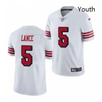 Youth San Francisco 49ers #5 Trey Lance Jersey White 2021 Color Rush Limited