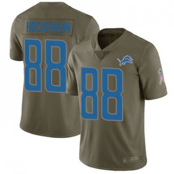 Lions #88 T.J. Hockenson Olive Youth Stitched Football Limited 2017 Salute to Service Jersey