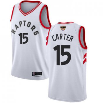 Raptors #15 Vince Carter White 2019 Finals Bound Youth Basketball Swingman Association Edition Jersey