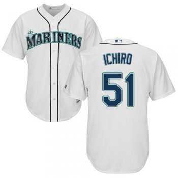 Mariners #51 Ichiro Suzuki White Cool Base Stitched Youth Baseball Jersey