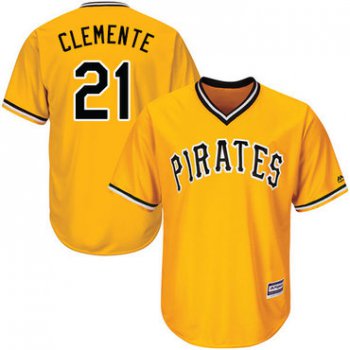 Pirates #21 Roberto Clemente Gold Cool Base Stitched Youth Baseball Jersey