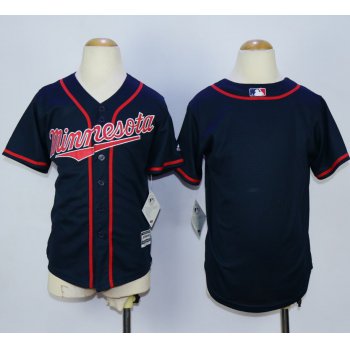 Twins Blank Navy Blue Cool Base Stitched Youth Baseball Jersey