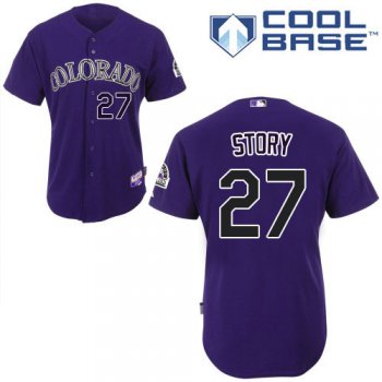 Rockies #27 Trevor Story Purple Cool Base Stitched Youth Baseball Jersey