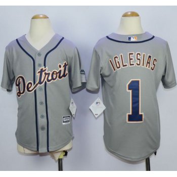 Tigers #1 Jose Iglesias Grey Cool Base Stitched Youth Baseball Jersey