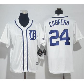 Tigers #24 Miguel Cabrera White Cool Base Stitched Youth Baseball Jersey