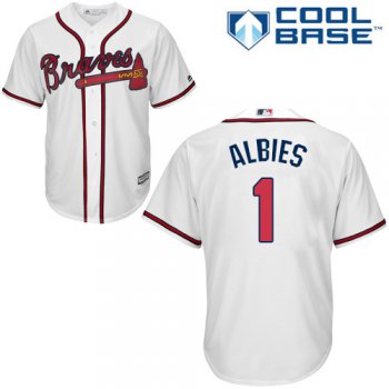 Braves #1 Ozzie Albies White Cool Base Stitched Youth Baseball Jersey