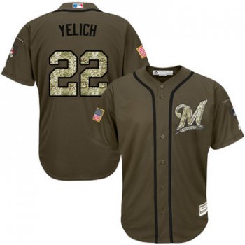 Brewers #22 Christian Yelich Green Salute to Service Stitched Youth Baseball Jersey