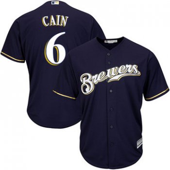 Brewers #6 Lorenzo Cain Navy blue Cool Base Stitched Youth Baseball Jersey