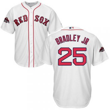 Red Sox #25 Jackie Bradley Jr White Cool Base 2018 World Series Champions Stitched Youth Baseball Jersey