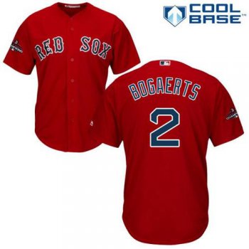 Red Sox #2 Xander Bogaerts Red Cool Base 2018 World Series Champions Stitched Youth Baseball Jersey