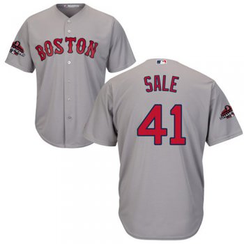 Red Sox #41 Chris Sale Grey Cool Base 2018 World Series Champions Stitched Youth Baseball Jersey