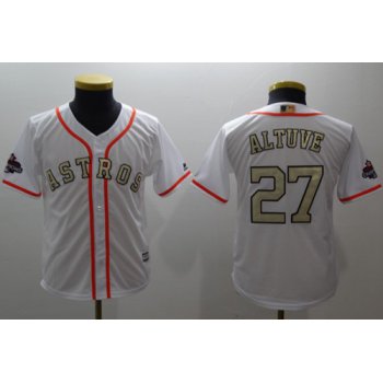 Astros #27 Jose Altuve White 2018 Gold Program Cool Base Stitched Youth Baseball Jersey