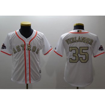 Astros #35 Justin Verlander White 2018 Gold Program Cool Base Stitched Youth Baseball Jersey