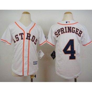 Astros #4 George Springer White Cool Base Stitched Youth Baseball Jersey