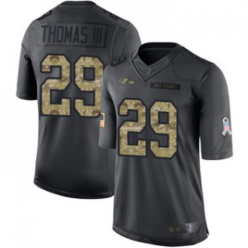 Ravens #29 Earl Thomas III Black Youth Stitched Football Limited 2016 Salute to Service Jersey