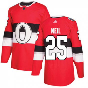 Kid Adidas Senators 25 Chris Neil Red Authentic 2017 100 Classic Stitched NHL Jersey