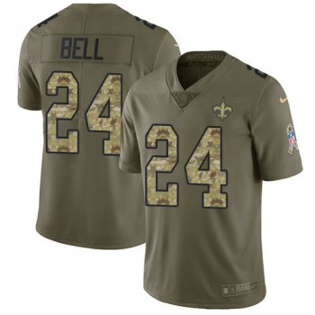 Kids Nike Saints 24 Vonn Bell Olive Camo Stitched NFL Limited 2017 Salute To Service Jersey