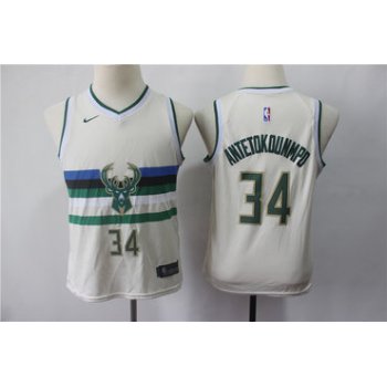 Youth Milwaukee Bucks 34 Giannis Antetokounmpo Cream 2018-19 City Edition Nike Swingman Jersey