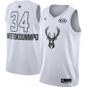 Youth Milwaukee Bucks #34 Giannis Antetokounmpo White NBA Jordan Swingman 2018 All-Star Game Jersey