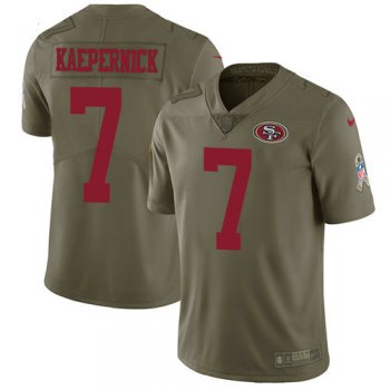 Kids Nike 49ers 7 Colin Kaepernick Olive Stitched NFL Limited 2017 Salute To Service Jersey