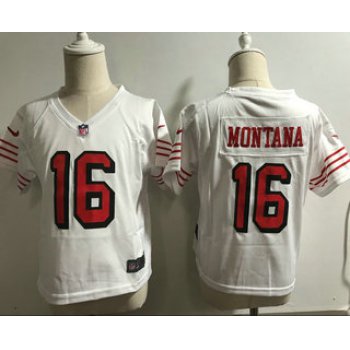 Toddler San Francisco 49ers #16 Joe Montana White 2018 Color Rush Vapor Untouchable Limited Jersey