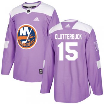 Adidas New York Islanders #15 Cal Clutterbuck Purple Authentic Fights Cancer Stitched Youth NHL Jersey