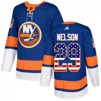 Adidas New York Islanders #29 Brock Nelson Royal Blue Home Authentic USA Flag Stitched Youth NHL Jersey