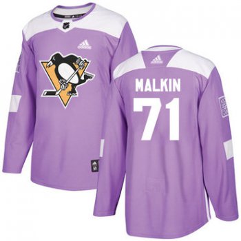 Adidas Pittsburgh Penguins #71 Evgeni Malkin Purple Authentic Fights Cancer Stitched Youth NHL Jersey